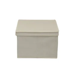 Household Essentials Set Of 2 Square Storage Boxes With Lids Cream Linen -Storage Basket Shop GUEST 55b65392 7742 44d6 a496 cc7a2c5a2fd4