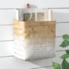 MDesign Woven Ombre Bamboo Hanging Wall Storage Organizer Basket, Natural/White