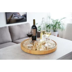 True Wine Cork Collector Lazy Susan Turntable, Wooden And Glass Storage For 130 Corks, Tabletop Or Countertop Organization, Set Of 1 -Storage Basket Shop GUEST 5909c885 4658 4dba 8143 1edfb5e4fe1a