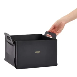 Juvale 2 Pack Faux Leather Foldable Storage Bins With Handles, Collapsible Baskets For Home Organization, Black, 10 X 6.5 In -Storage Basket Shop GUEST 59fea7de e227 48f6 9a83 a386a47634d9