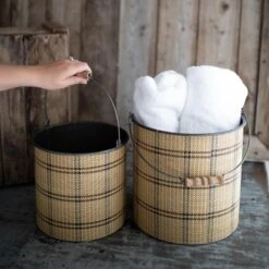 Set Of 2 Brown Metal & Wood Bins - Foreside Home & Garden -Storage Basket Shop GUEST 5a22f7aa 5f91 495a b0c0 48fdbe5c1b97