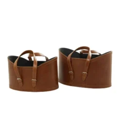Set Of 2 Leather Storage Baskets - Olivia & May -Storage Basket Shop GUEST 5a7e71ce e6ae 4adf 9615 714a5be34183