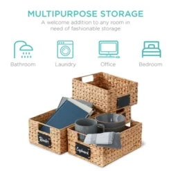 Best Choice Products Set Of 4 12in Woven Water Hyacinth Pantry Baskets W/ Chalkboard Label, Chalk Marker -Storage Basket Shop GUEST 5ace1e13 c7c0 45de 8e76 b5da946247fd