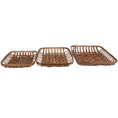 Northlight Set Of 3 Brown Rectangular Lattice Tobacco Table Top Baskets 4 Northlight Set Of 3 Brown Rectangular Lattice Tobacco Table Top Baskets - Image 2