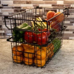 Set Of 2 Storage Bins - Basket Set For Toy, Kitchen, Closet, And Bathroom Storage - Medium Shelf Organizers With Handles By Home-Complete (Black) -Storage Basket Shop GUEST 5c17b2ad b940 4eda 9dcd 213c4fc25421