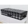 Home Basics Plaid Non-Woven Under The Bed Storage Box With Label Window, Black -Storage Basket Shop GUEST 5f3e5e61 d538 417f 8089 14f233b95948