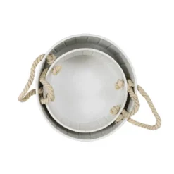 Set Of 2 Sandy Baskets White Metal & Cotton - Foreside Home & Garden -Storage Basket Shop GUEST 60207816 6bb8 421b 863f fe7cce2b3f36