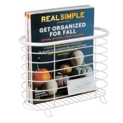 MDesign Metal Farmhouse Standing Bathroom Rack Magazine Holder -Storage Basket Shop GUEST 615127bb 3d2a 4686 87e7 f3602d0463d1