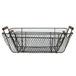 Set Of 2 Oblong Black Metal & Wood Baskets - Foreside Home & Garden -Storage Basket Shop GUEST 62e2e722 17bb 4fab bb25 3888f34925aa