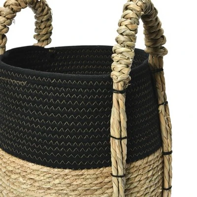 Household Essentials Terra Braid Grass Basket Black/Natural 6 Household Essentials Terra Braid Grass Basket Black/Natural - Image 4