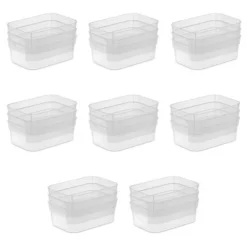 Sterilite Medium Storage Tray Containers With Sturdy Banded Rim And Textured Bottom For Desktop And Drawer Household Organization, Clear, 48 Pack -Storage Basket Shop GUEST 65b767d7 6e0e 468e 8678 6e815ddd202b