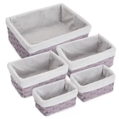 Juvale 5 Piece Set Woven Nesting Storage Baskets, Decorative Wicker Bins For Organizing, Lavender, 3 Sizes -Storage Basket Shop GUEST 67d73135 e429 4130 8a5d 160014eeebb7