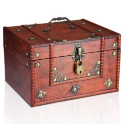 Brynnberg 9,4"x7,9"x5,9" Wooden Unique Handmade Decorative Wooden Box With Lock - Vintage -Storage Basket Shop GUEST 67faed75 674b 445a 8fec f47830e29ce2