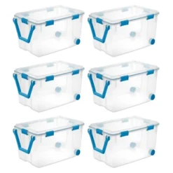 Sterilite 120qrt. Multipurpose Clear Plastic Storage Container Box With Latching Lids And 2 Rear Wheels -Storage Basket Shop GUEST 68e3c909 0126 4011 bd0b 1367f12a37eb