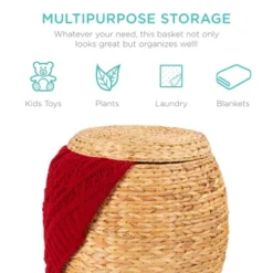 Best Choice Products Vintage Multipurpose Hyacinth Storage Organizer Tote Basket W/ Lid -Storage Basket Shop GUEST 6b768c05 daf9 4588 bd62 5e72c4e6dbac
