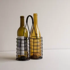 Black Metal Wine Bottle Caddy - Foreside Home & Garden -Storage Basket Shop GUEST 720b2e65 e1ea 4ca4 ac25 f9298111683d