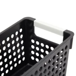 Farmlyn Creek 4 Pack Small Plastic Storage Baskets Bins With Handles For Bathroom, Laundry Room & Closet Organization, Black -Storage Basket Shop GUEST 73ef48c0 b33d 47b8 a922 1aa8656c5f04