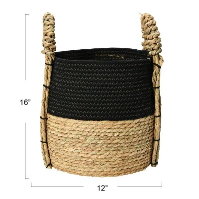 Household Essentials Terra Braid Grass Basket Black/Natural 4 Household Essentials Terra Braid Grass Basket Black/Natural - Image 2