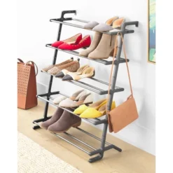 Whitmor 5 Tier Leaning Shoe Rack Black 9 Whitmor 5 Tier Leaning Shoe Rack Black -Storage Basket Shop GUEST 75169bfe 6780 458e 9be9 d17629c26ec2