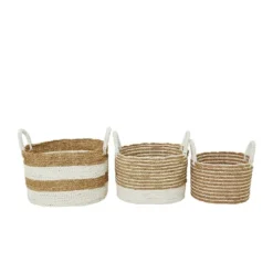 Set Of 3 Seagrass Storage Baskets Brown/White - Olivia & May -Storage Basket Shop GUEST 762be3fa 2814 4f03 8db6 769b6e1f83ff