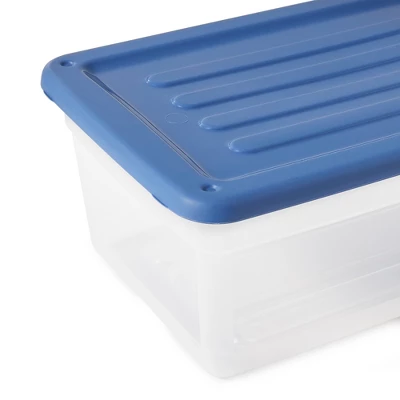 Gracious Living DLC6 1.5 Gallon Clear Plastic Storage Bin Container With Stylish Sky Blue Snap On Locking Lid 6 Gracious Living DLC6 1.5 Gallon Clear Plastic Storage Bin Container With Stylish Sky Blue Snap On Locking Lid - Image 4