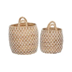 2pk Banana Leaf Storage Baskets Brown/White - Olivia & May -Storage Basket Shop GUEST 78544358 7414 43bf bd39 a749505f5d1f