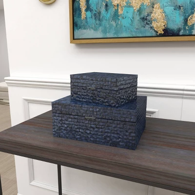 Set Of 2 Ceramic Vase With Star Patterns Dark Blue - Olivia & May 8 Set Of 2 Ceramic Vase With Star Patterns Dark Blue - Olivia & May - Image 6