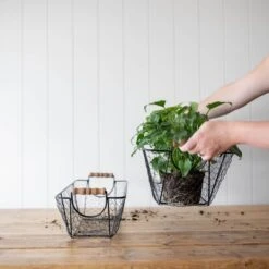 Set Of 2 Oblong Black Metal & Wood Baskets - Foreside Home & Garden -Storage Basket Shop GUEST 7d3315c4 0070 4eed 8409 a7223ae4a0d2