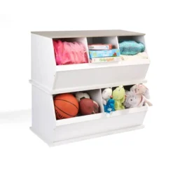 Badger Basket Two Bin Stackable Storage Cubby White/Gray Woodgrain -Storage Basket Shop GUEST 7eb89f7a 56dd 4ae5 9540 21475774645e