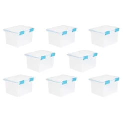 Sterilite 32 Quart Stackable Clear Plastic Storage Tote Container With Blue Gasket Latching Lid For Home And Office Organization, Clear -Storage Basket Shop GUEST 7ec27af3 23b9 4d45 8a87 62318e859ff7