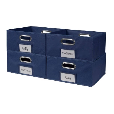 Niche Cubo 4pk Half Size Foldable Fabric Storage Bins With Label Holder Blue 4 Niche Cubo 4pk Half Size Foldable Fabric Storage Bins With Label Holder Blue - Image 2