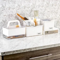 Medium Stacking Bin With Lid Clear/White - Madesmart -Storage Basket Shop GUEST 80a6e767 3d8d 48bc bbb2 6622010ed7d2