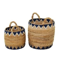 Set Of 2 Banana Leaf Storage Baskets Brown - Olivia & May -Storage Basket Shop GUEST 8281c358 53b1 43b3 ae73 b027aa901a98