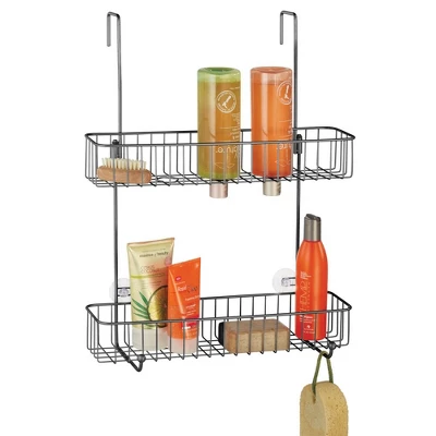MDesign Wide Metal Over Door Hanging Shower Caddy, 2 Hooks And Baskets 13 MDesign Wide Metal Over Door Hanging Shower Caddy, 2 Hooks And Baskets - Image 11