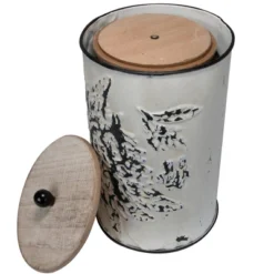 Set Of 3 Cream And Gray Floral Metal Decorative Storage Canisters - Foreside Home & Garden -Storage Basket Shop GUEST 837173fa b544 4ec5 a26f 4441d869ff49