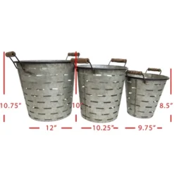 Set Of 3 Galvanized Metal & Wood Baskets - Foreside Home & Garden -Storage Basket Shop GUEST 84fc0022 532c 40f3 bd60 bb8937d2ee3b