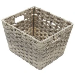 Home Basics Medium Faux Rattan Basket With Cut-out Handles -Storage Basket Shop GUEST 8579ce50 95f6 49a0 86a6 16dbeb628563
