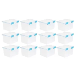 Sterilite 32 Quart Stackable Clear Plastic Storage Tote Container With Blue Gasket Latching Lid For Home And Office Organization, Clear -Storage Basket Shop GUEST 86d65f11 c29c 42f0 a90c 16e78987ba85