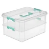 Sterilite Convenient Small Home 2-Tiered Layer Stack Carry Storage Box With Colored Accent Secure Latching Lid, Clear (4 Pack) -Storage Basket Shop GUEST 8888206f 1b62 4370 8312 f18a0aaf1e47