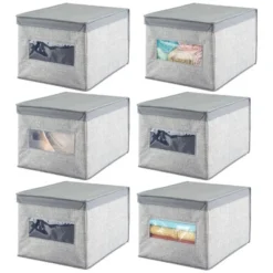MDesign Stackable Fabric Closet Storage Organizer Box, 6 Pack -Storage Basket Shop GUEST 88ff4bbb 79bb 4a47 b1e6 61b82de84811