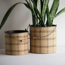 Set Of 2 Brown Metal & Wood Bins - Foreside Home & Garden -Storage Basket Shop GUEST 8a279d46 5817 4d58 bda1 c310b4f8c620