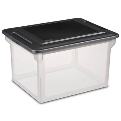 Sterilite Convenient Versatile Contoured Clear Home Organizing Storage File Container Box With Black Secure Seal Lid (4 Pack) 3 Sterilite Convenient Versatile Contoured Clear Home Organizing Storage File Container Box With Black Secure Seal Lid (4 Pack)