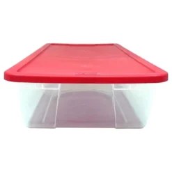 Homz Large 41 Quart Clear Plastic Under Bed See Through Stackable Storage Organizer Container With Red Snap Lock Lid (4 Pack) 8 Homz Large 41 Quart Clear Plastic Under Bed See Through Stackable Storage Organizer Container With Red Snap Lock Lid (4 Pack) -Storage Basket Shop GUEST 8bedc700 0f4a 41ca ac6d 83f35d62571c 1