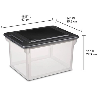 Sterilite Convenient Versatile Contoured Clear Home Organizing Storage File Container Box With Black Secure Seal Lid (4 Pack) 4 Sterilite Convenient Versatile Contoured Clear Home Organizing Storage File Container Box With Black Secure Seal Lid (4 Pack) - Image 2