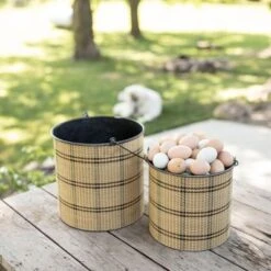 Set Of 2 Brown Metal & Wood Bins - Foreside Home & Garden -Storage Basket Shop GUEST 8f571541 a9f4 43fe b0cd 4a1af049128b