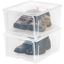 IRIS USA Shoe Storage Box, Stackable And Drop Front, Wide -Storage Basket Shop GUEST 90d6d9d1 8a3e 4448 bbe0 98964544d672