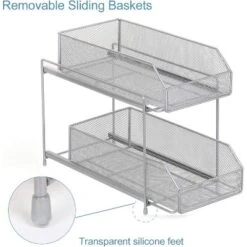 NEX 2 Tier Sliding Wired Basket Drawer Organizer Silver -Storage Basket Shop GUEST 9114889b 3908 4d0f b5a2 71a701586ebf