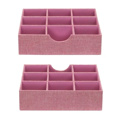 Household Essentials Set Of 2 9-Section Drawer Trays Carnation Pink 6 Household Essentials Set Of 2 9-Section Drawer Trays Carnation Pink - Image 4
