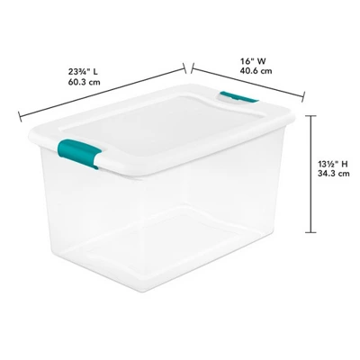 Sterilite 64 Quart Clear Plastic Stackable Storage Container Bin Box Tote With White Latching Lid Organizing Solution For Home & Classroom 3 Sterilite 64 Quart Clear Plastic Stackable Storage Container Bin Box Tote With White Latching Lid Organizing Solution For Home & Classroom