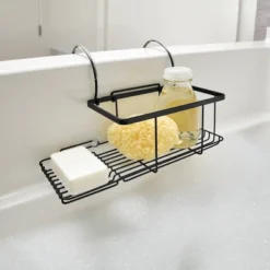 Everett Over Side Bathtub Caddy Matte Black - IDESIGN -Storage Basket Shop GUEST 93df6c9e 99eb 4570 9c48 6af196011ba3